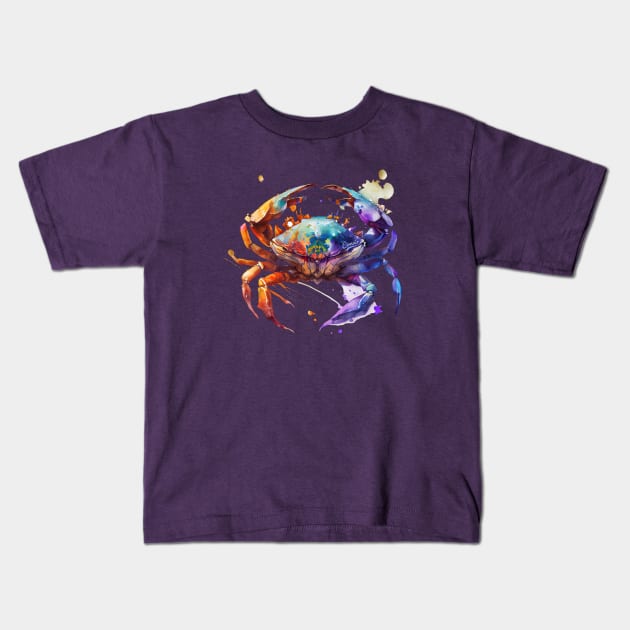 Zodiac Sign CANCER - Watercolour Illustration of astrology Cancer Kids T-Shirt by KOTOdesign